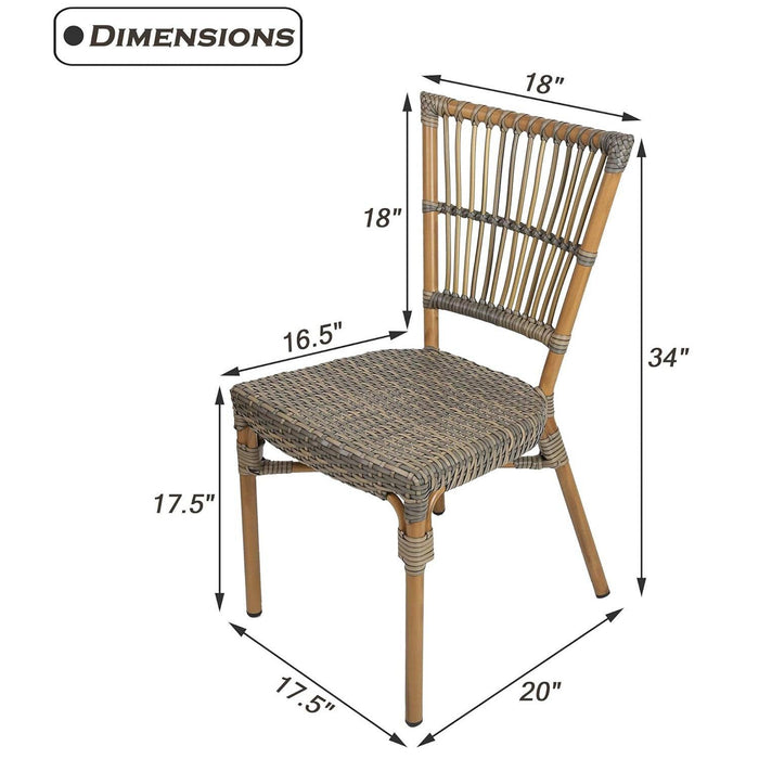 Set of 2 Patio Wicker Chairs Ultra-Light Outdoor Dining Chairs with PE Rattan and Aluminum Frame