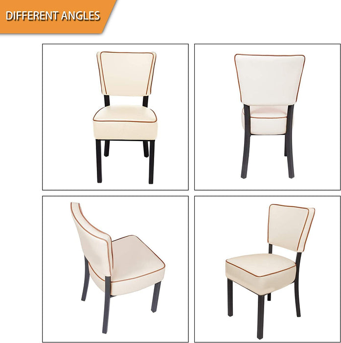 Set of 2 Leather Side Chairs Kitchen Dining Chairs with Upholstered and Backrest, Beige