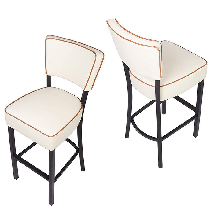 Set of 2 Bar Stools 30" Kitchen Chairs Counter Pub Height Leather Modern Dining Chairs Home Furniture, Beige