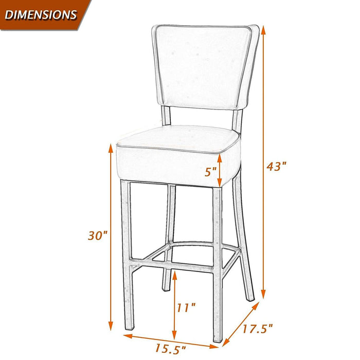 30" Upholstered Bar Stools Kitchen Chairs Counter Pub Leather Dining Chairs, Beige