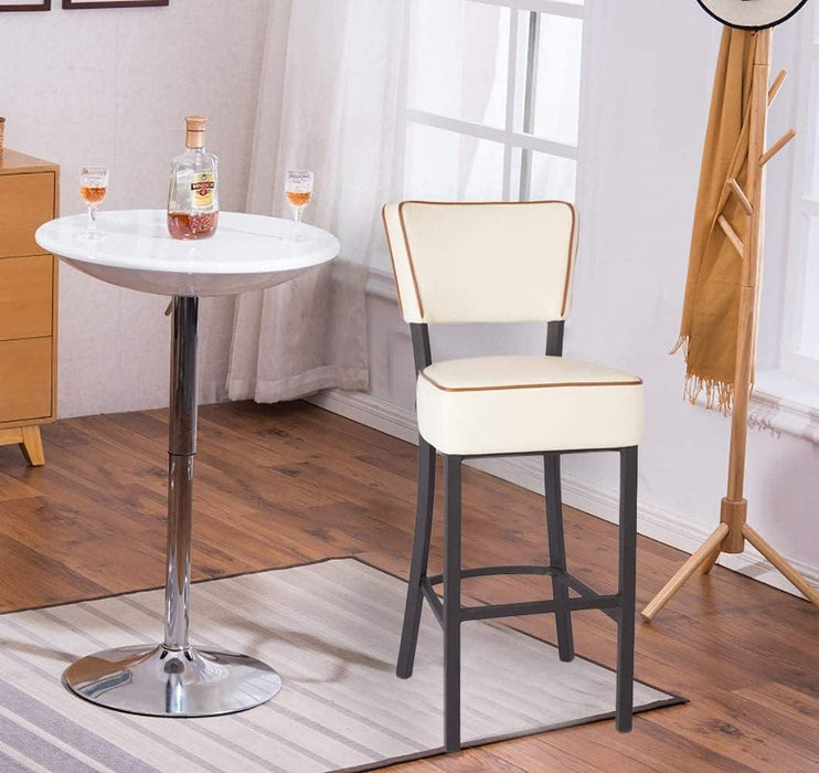 Set of 2 Bar Stools 30" Kitchen Chairs Counter Pub Height Leather Modern Dining Chairs Home Furniture, Beige