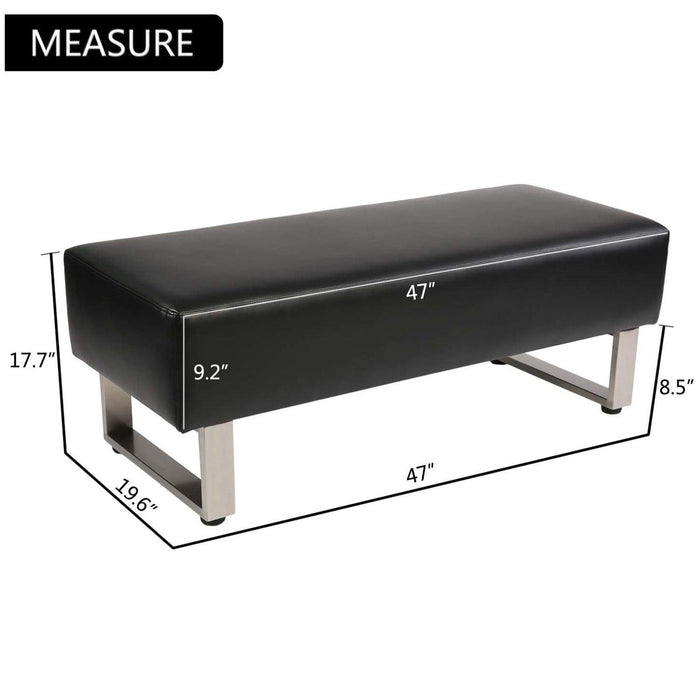 47"L Modern PU Leather Dining Room Bench Upholstered Padded Seat, Black