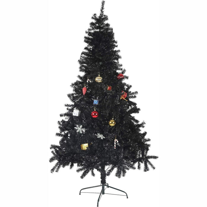 7ft Black Halloween Christmas Tree Artificial Pine Tree with 1000 Branch Tips and Decoration, Black