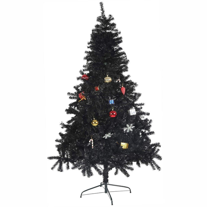 7.8ft Black Halloween Christmas Tree Artificial Pine Tree with 1500 Branch Tips and Decoration, Black