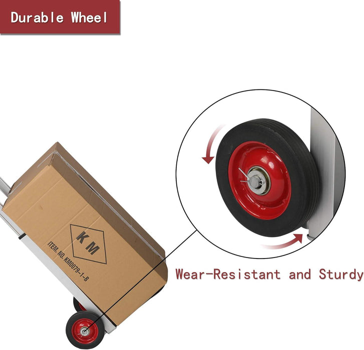 Hand Truck Dolly Portable Aluminum Folding Compact Trolley Luggage Cart with 2 Wheels, 330lbs Capacity