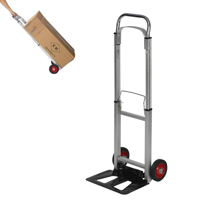 Hand Truck Dolly Portable Aluminum Folding Compact Trolley Luggage Cart with 2 Wheels, 330lbs Capacity