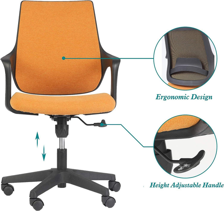 Height Adjustable Swivel Ergonomic Office Desk Chair with Cuddle Back and Padded Seat, Orange