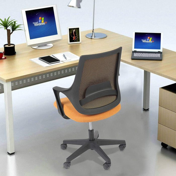 Height Adjustable Swivel Ergonomic Office Desk Chair with Cuddle Back and Padded Seat, Orange