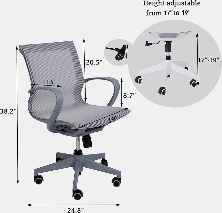 Home Office Chair Mesh Chair Breathable Back Seat Height Adjustable, Gray