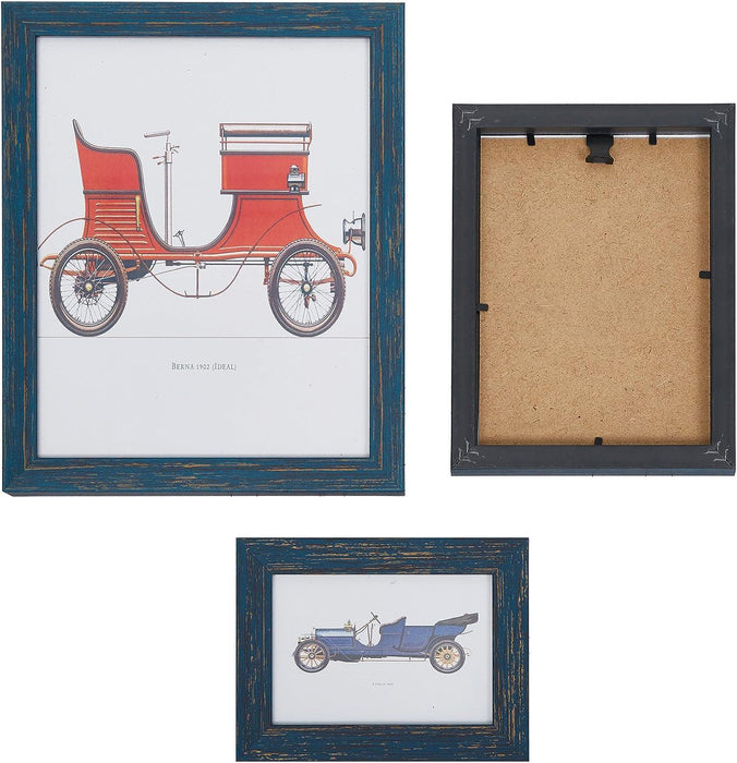 Set of 8 Picture Frame Photo Display Wall Kit Collection Wall Mount, Blue