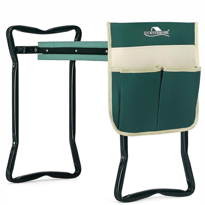 Folding Garden Kneeler and Seat Garden Bench Lightweight Garden Stools with Tool Pouch and Soft Kneeling Pad