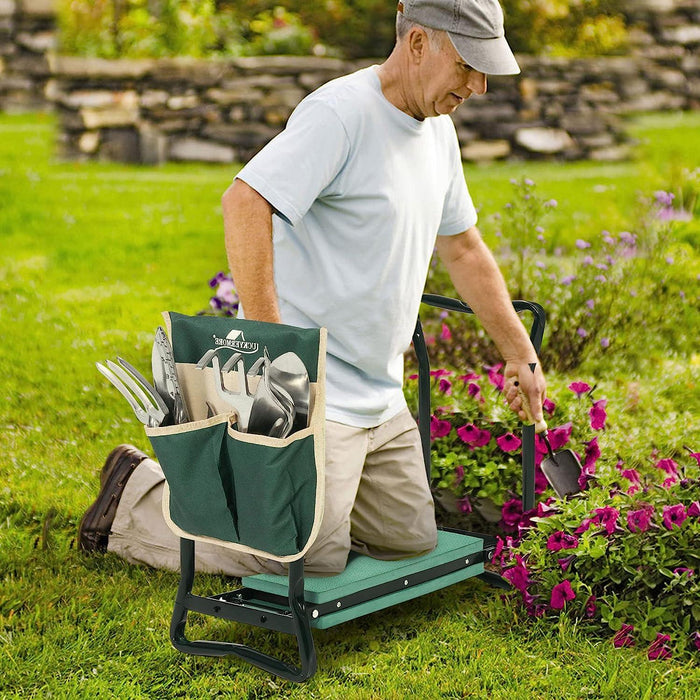 Folding Garden Kneeler and Seat Garden Bench Lightweight Garden Stools with Tool Pouch and Soft Kneeling Pad