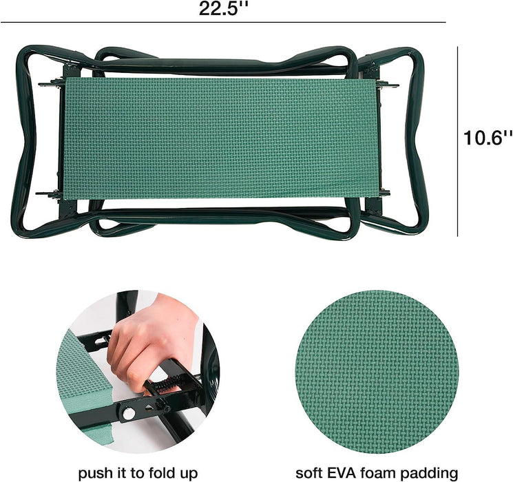 Folding Garden Kneeler and Seat Garden Bench Lightweight Garden Stools with Tool Pouch and Soft Kneeling Pad