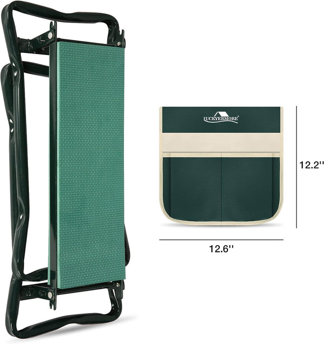 Folding Garden Kneeler and Seat Garden Bench Lightweight Garden Stools with Tool Pouch and Soft Kneeling Pad