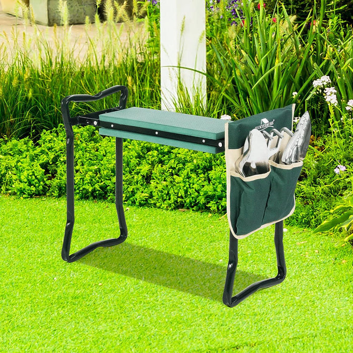 Folding Garden Kneeler and Seat Garden Bench Lightweight Garden Stools with Tool Pouch and Soft Kneeling Pad