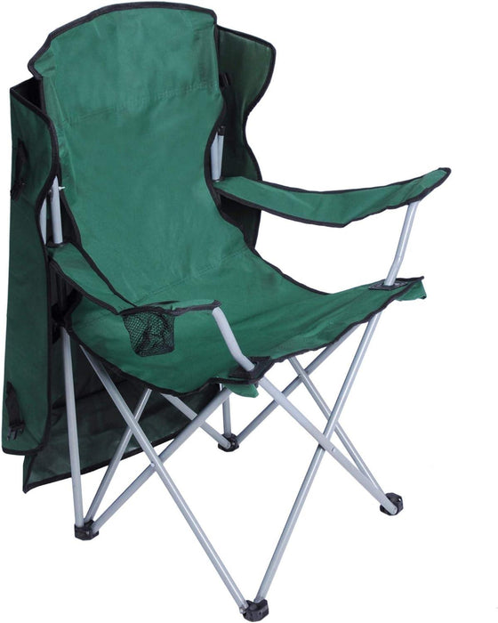 Portable Camping Chairs with Shade Canopy Cup Holder Carry Bag Folding Beach Chairs, Green