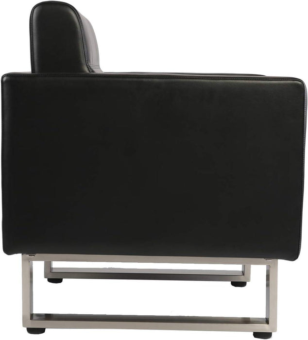 Guest Chair Office Reception Chair Leather Sofa Chairs with PU Leather Soft Sponge, Black