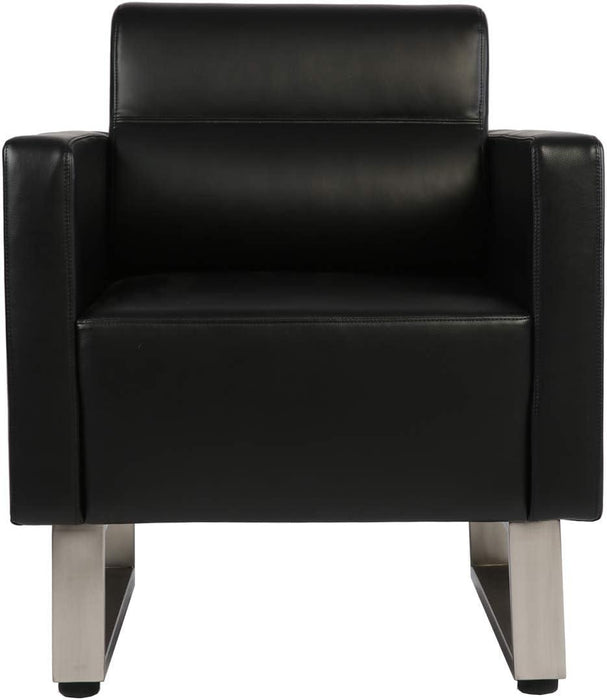 Guest Chair Office Reception Chair Leather Sofa Chairs with PU Leather Soft Sponge, Black