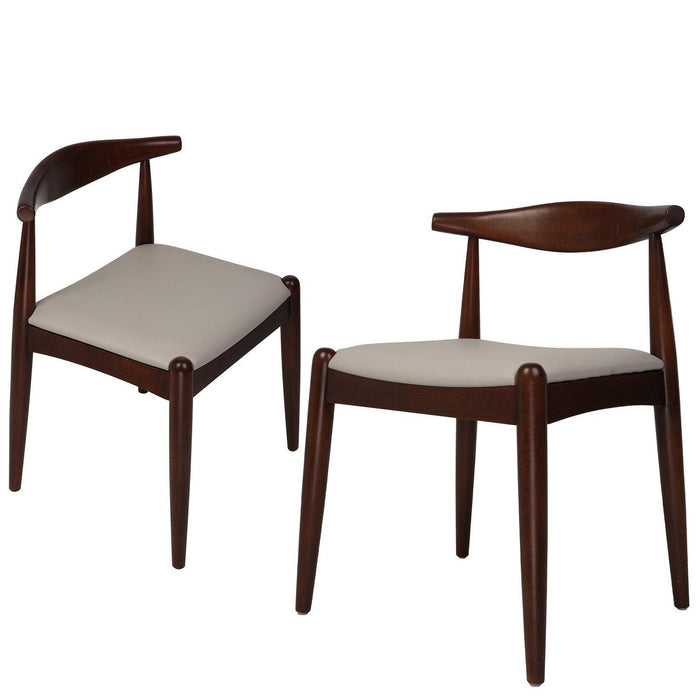 Set of 2 Upholstered Solid Wood Side Chairs Mid-Century Modern Kitchen Dining Chairs, Walnut