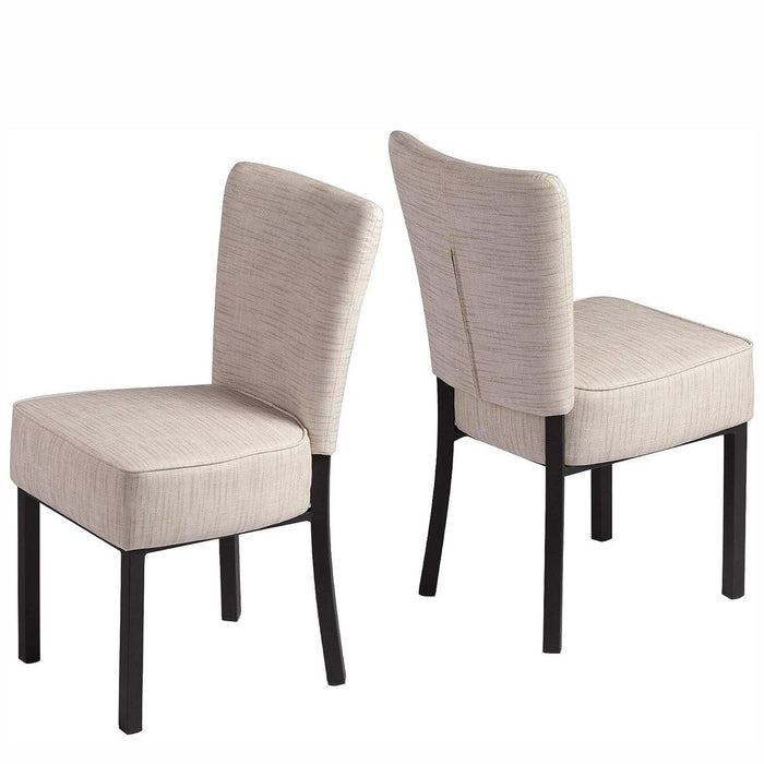 Set of 2 Upholstered Dining Chairs PU Leather Modern Dining Room Chairs, Cream