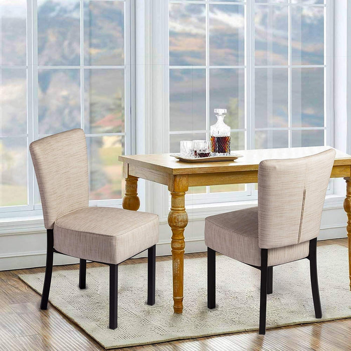 Set of 2 Upholstered Dining Chairs PU Leather Modern Dining Room Chairs, Cream