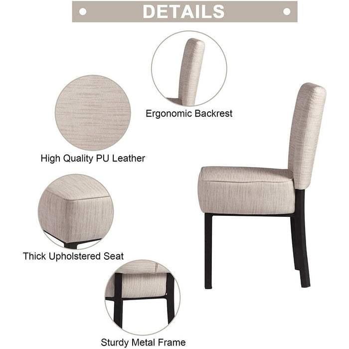 Set of 2 Upholstered Dining Chairs PU Leather Modern Dining Room Chairs, Cream