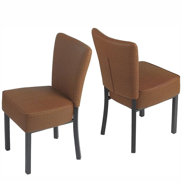 Set of 2 Upholstered Dining Chairs PU Leather Modern Dining Room Chairs, Coffee