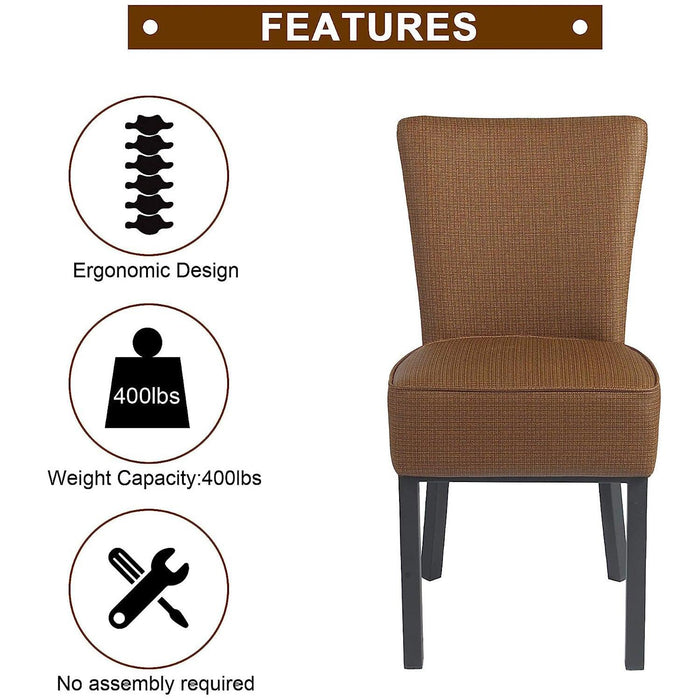 Set of 2 Upholstered Dining Chairs PU Leather Modern Dining Room Chairs, Coffee