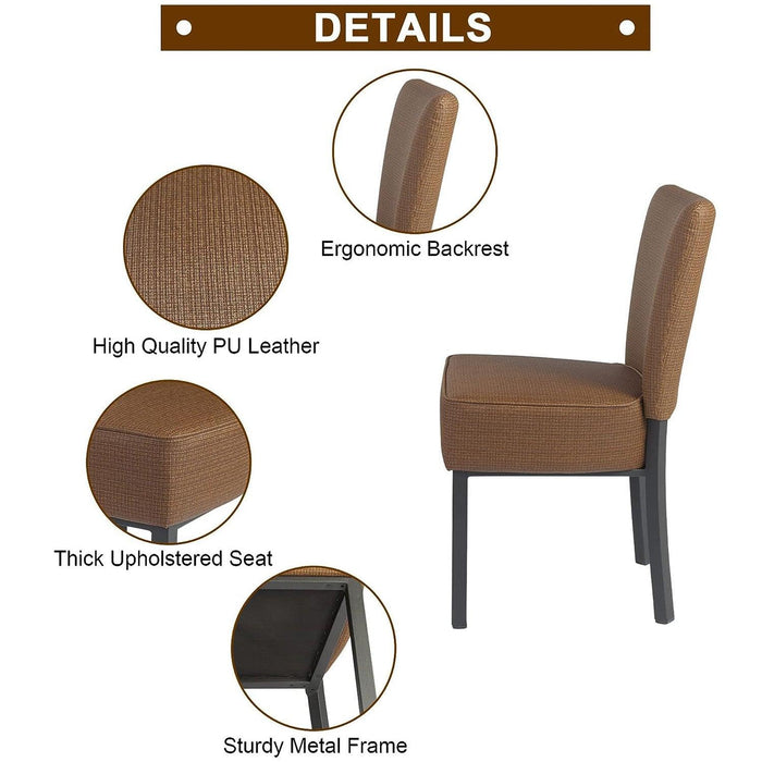 Set of 2 Upholstered Dining Chairs PU Leather Modern Dining Room Chairs, Coffee