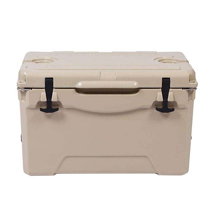 35QT Rotomolded Insulated Ice Cooler 3-5 Days Ice Chest with Built-in Fish Ruler, Bottle Opener, Cup Holder