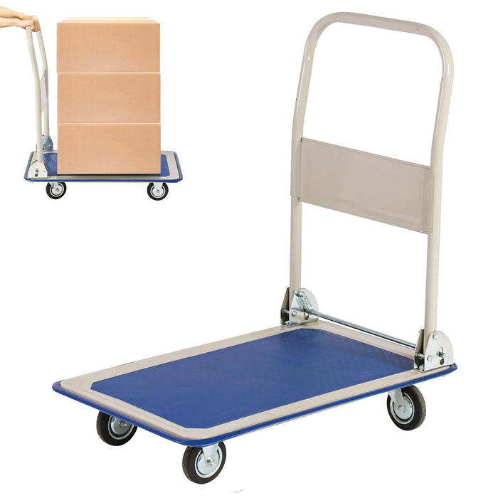 Folding Platform Cart Hand Truck Moving Push Flatbed Dolly Cart, 330lbs Capacity