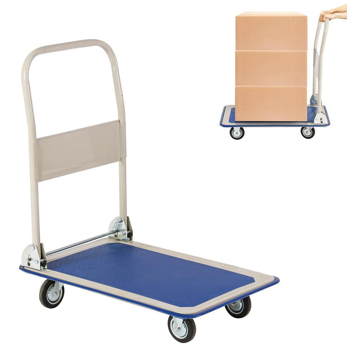 Folding Platform Cart Hand Truck Moving Push Flatbed Dolly Cart, 330lbs Capacity