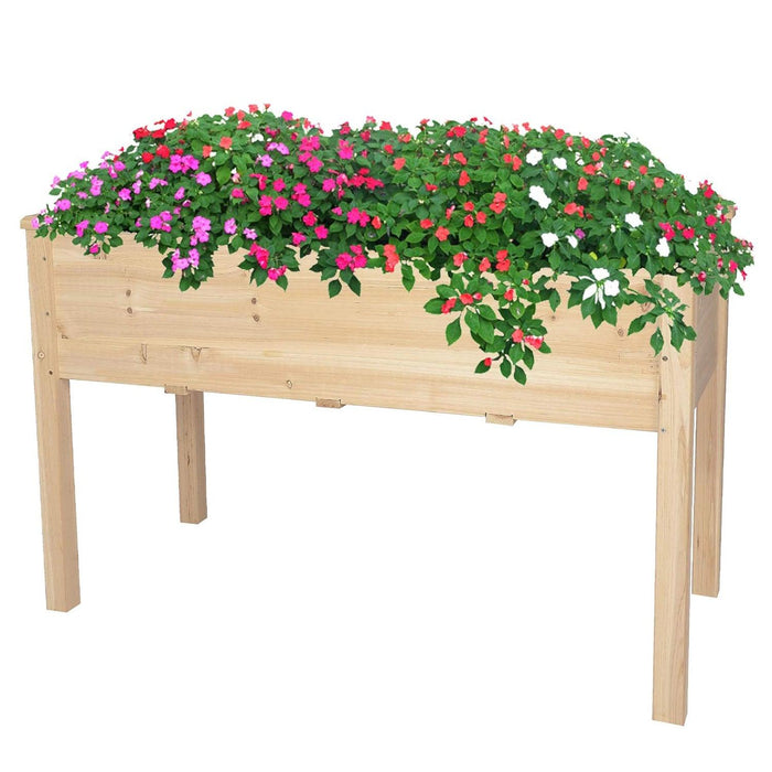 47.2"x21.6"x29.5" Raised Garden Bed Standing Elevated Planter Wooden Box with Drain Hole