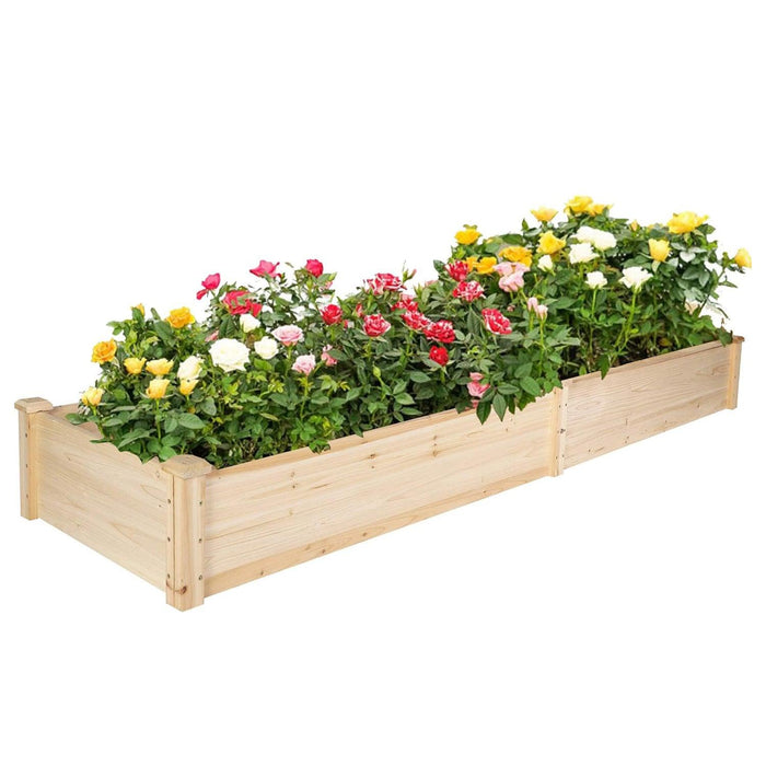 90"x22"x9" Raised Garden Bed Wooden Planter Box with 2 Separate Planting Space