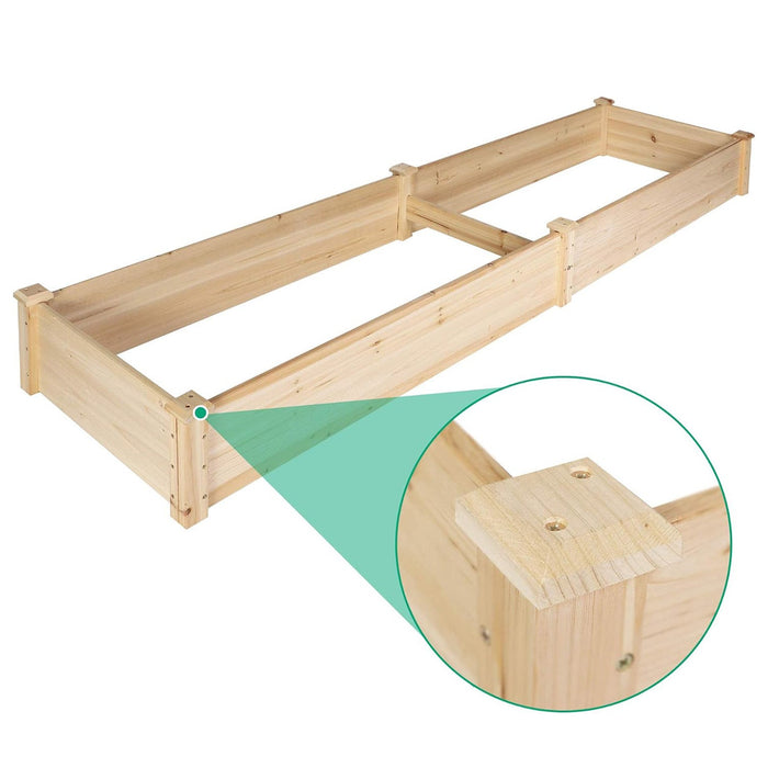 90"x22"x9" Raised Garden Bed Wooden Planter Box with 2 Separate Planting Space