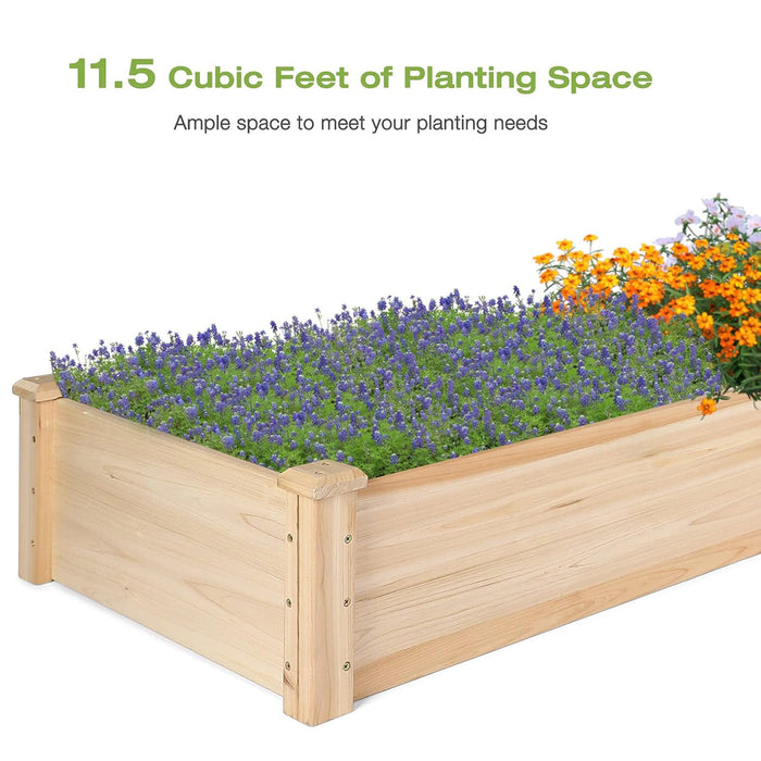 90"x22"x9" Raised Garden Bed Wooden Planter Box with 2 Separate Planting Space