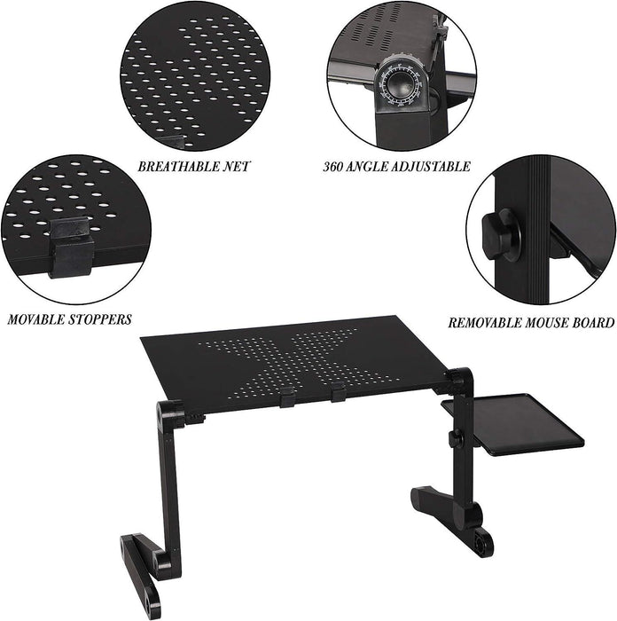 Adjustable Laptop Stand with Heat Emission Hole and Detachable Mouse Pad Portable Folding Laptop Table