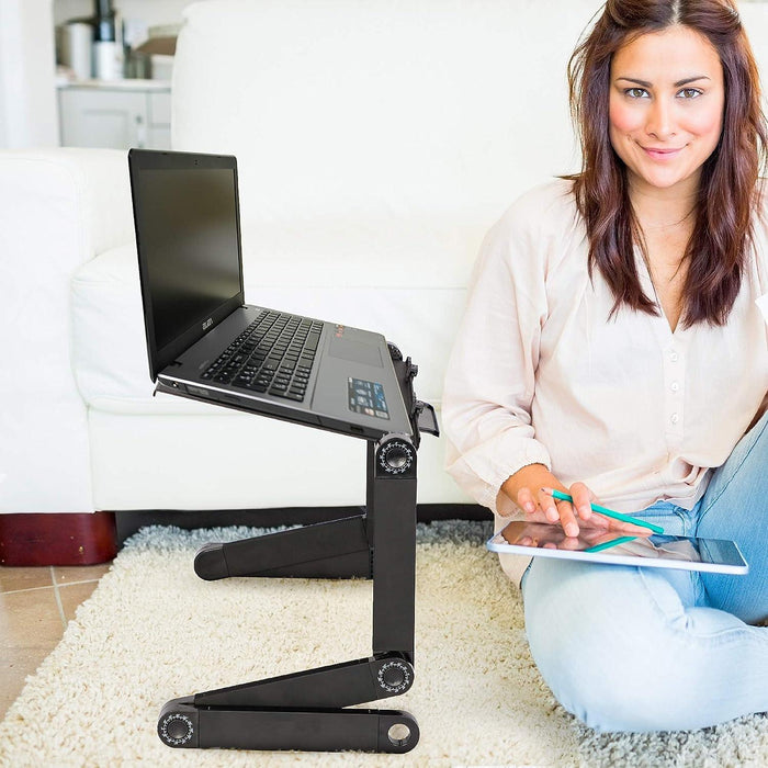 Adjustable Laptop Stand with Heat Emission Hole and Detachable Mouse Pad Portable Folding Laptop Table