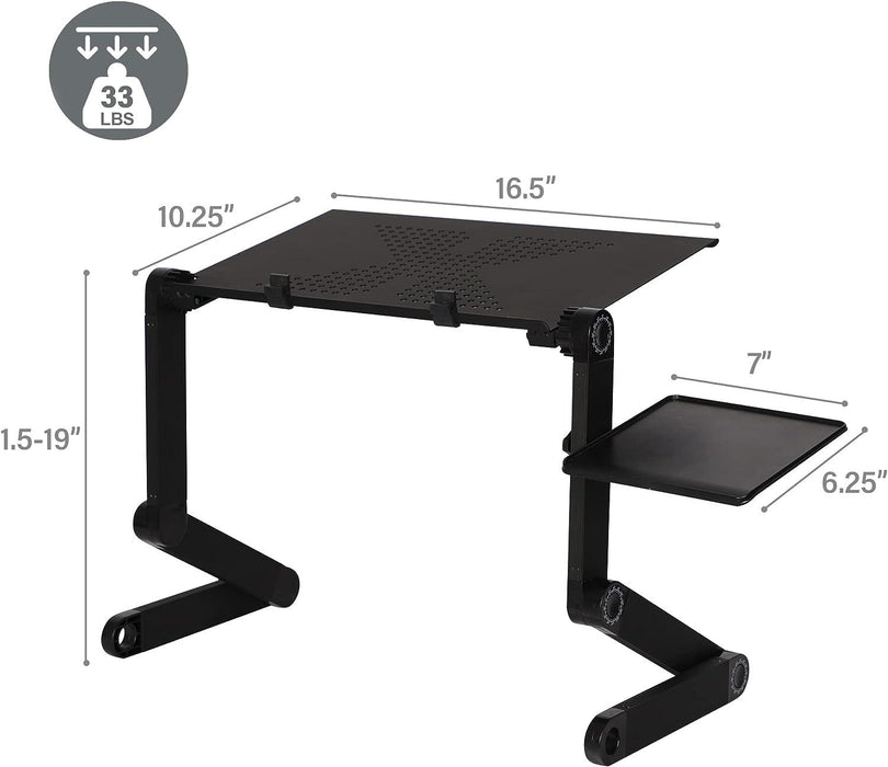 Adjustable Laptop Stand with Heat Emission Hole and Detachable Mouse Pad Portable Folding Laptop Table