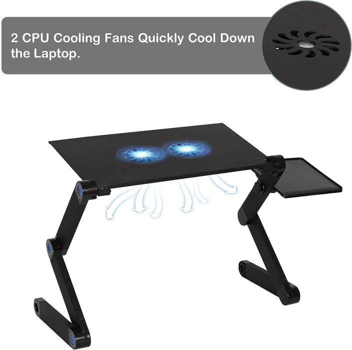 Adjustable Laptop Stand With 2 Cooling Fans and Detachable Mouse Pad Portable Folding Laptop Table