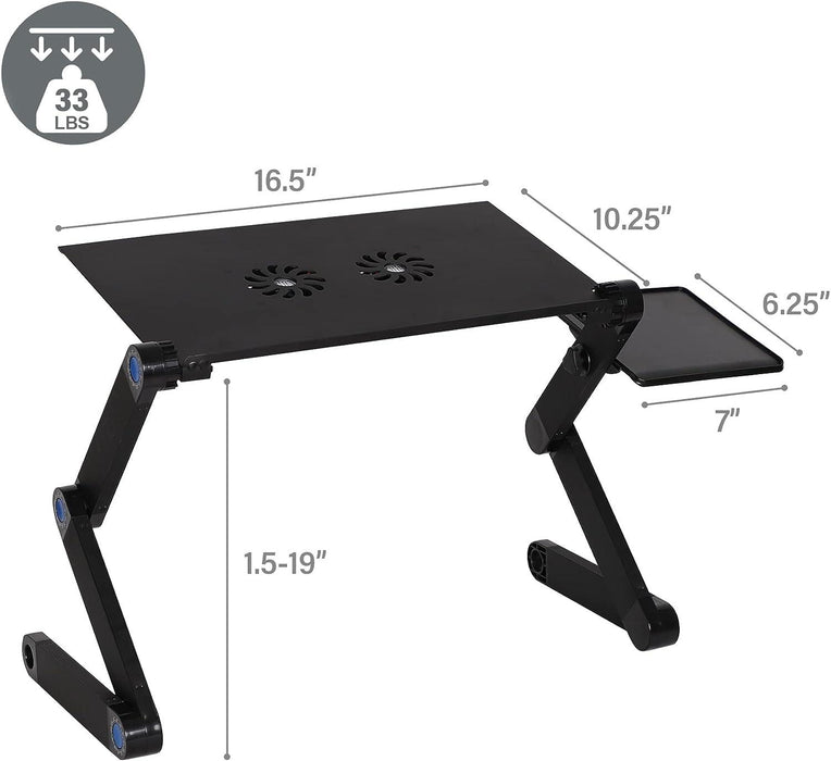 Adjustable Laptop Stand With 2 Cooling Fans and Detachable Mouse Pad Portable Folding Laptop Table