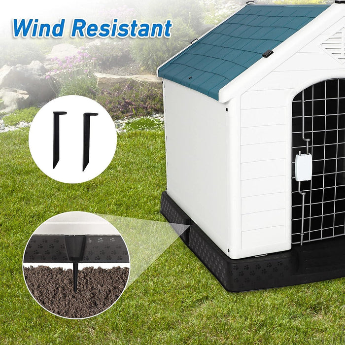 Small Outdoor Dog House Plastic Waterproof Kennel, 26.5"L x 25"W x 28"H