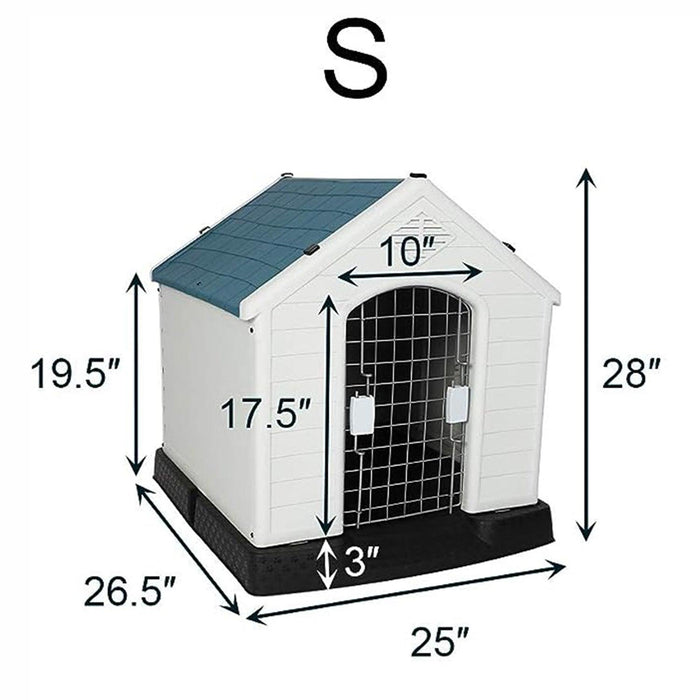 Small Outdoor Dog House Plastic Waterproof Kennel, 26.5"L x 25"W x 28"H