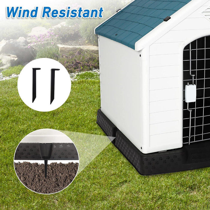 Medium Outdoor Dog House Plastic Waterproof Kennel, 31.5"L x 29"W x 32"H