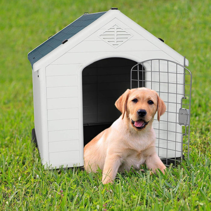 Medium Outdoor Dog House Plastic Waterproof Kennel, 31.5"L x 29"W x 32"H