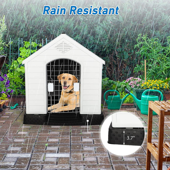 Large Outdoor Dog House Plastic Waterproof Kennel, 37.5"L x 35.5" W x 39"H