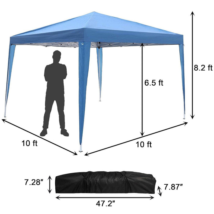 Pop up Gazebo Canopy Tent, 10'x10' Patio  Easy to Setup Portable Outdoor Sun Shade, Blue