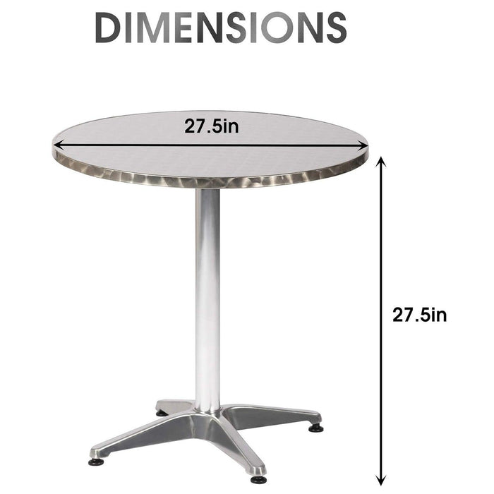 27.5" Round Outdoor Patio Aluminum Table Bistro End Table Backyard Side Table