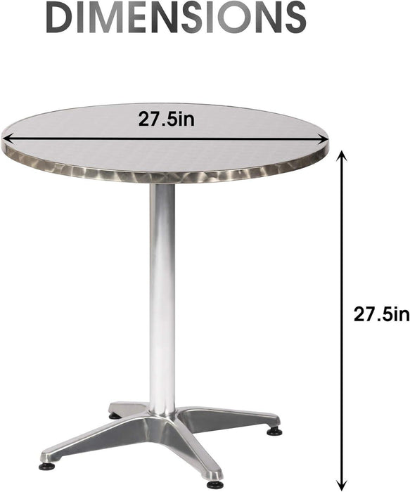 27.5" Round Outdoor Patio Aluminum Table Bistro End Table Backyard Side Table