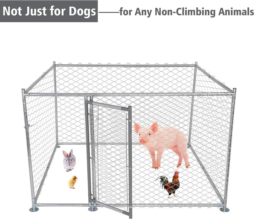 6.5'x6.5'x4' Outdoor Dog Kennel Galvanized Steel Pet Playpen with Secure Lock for Large Dog